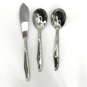 MARCREST Set of 3 Atomic Starburst MCM Sugar Spoons Butter Knife Stainless USA